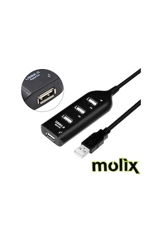 Molix Siyah 4 Port Usb 2.0 Usb Hub Çoklayıcı Switch