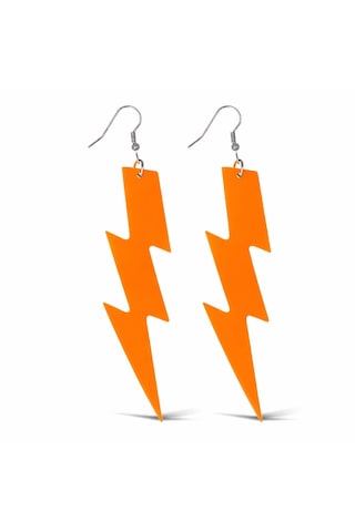 80 Ler 90& Apos Lar Retro Neon Turuncu Şimşek Küpe 10 Cm 4801
