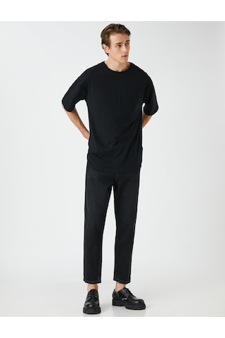 Koton Loose Fit Kot Bol Pantolon - Steve Jean Siyah 3sam40149nd Siyah