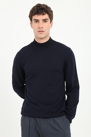Dufy Erkek Slim Fit Yarım Balıkçı Yaka Lacivert Triko-18498