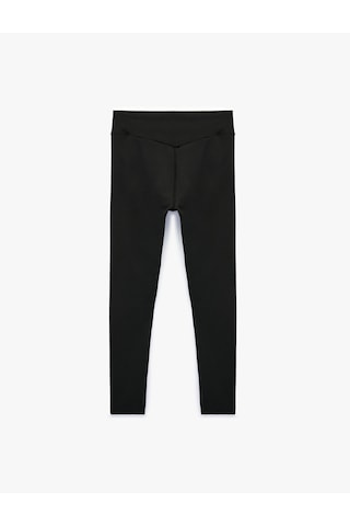 Koton Yüksek Bel Kemer Detaylı Slim Fit Spor Tayt Siyah 6sak40461nk