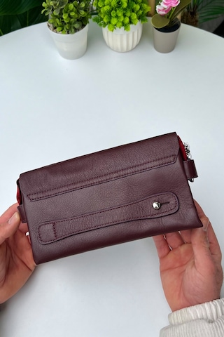 Boss Bordo Hakiki Deri Mıknatıslı Erkek El Çantası Bordo