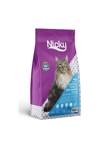 Nicky Adult Sterilised Tahıllı Somonlu Kısırlaştırılmış Yetişkin Kedi Maması 15 KG