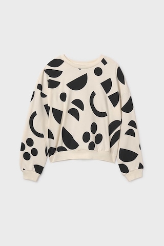 Kız Çocuk Soyut Desenli Sweatshirt - Krem/siyah Kahverengi