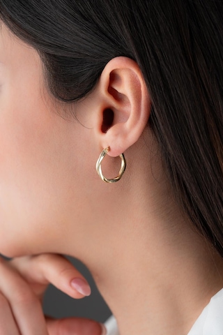 925 Ayar Gümüş 20 Mm Gold Kaplama Burgu Model Şarnel Küpe Gold