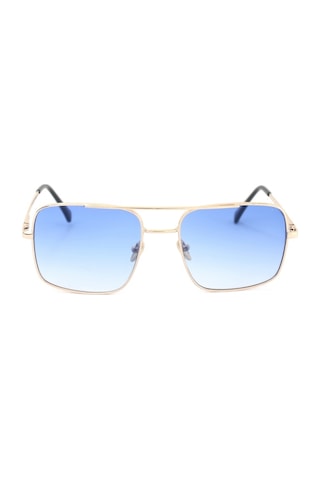 Mobgift Gold Metal Çerçeveli Mavi Degrade Camlı Kare Unisex Güneş