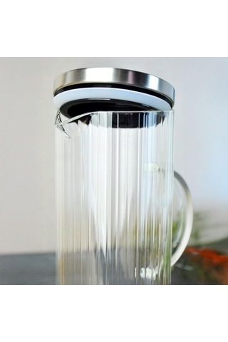 Deconox 1500ml Metal Kapaklı Line Borosilikat Cam Yağlık & Sürahi Şık, Dayanıklı Ve Zindeliklı Saklama Çö Diğer