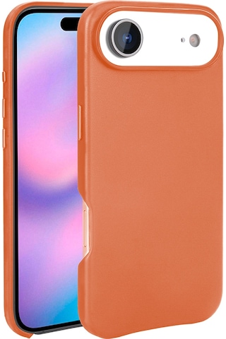 Thegencoo Apple Uyumlu iPhone 17 Air Kılıf M-safe Şarj Özellikli Pu Deri Görünümlü Tgco Kupra Kapak - Turuncu