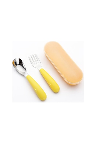 316 L Paslanmaz Çelik Sarı Bebek Çocuk Kaşık Ve Çatal Cin770sr Sarı