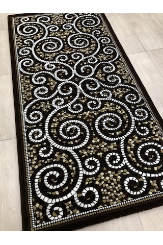 Saray Halı Doğadan 10910 V 100X200 Kahve Taşlı 2 Metre Yolluk !