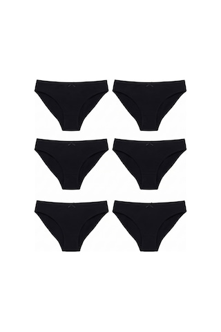 Hepsine Rakip 6'lı Tutku Kadın Pamuklu Fiyonklu İnce Bel Bikini Külot Seti Siyah