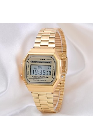 Sarı Led Ekranlı Kare Vintage&retro Erkek Unisex Kol Saat St-304130