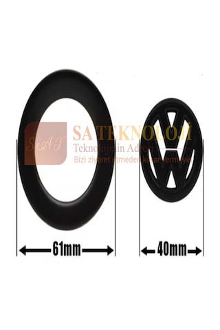 Volkswagen Direksiyon Logo Ve Çerçeve Seti Siyah 40mm Logo-61mm