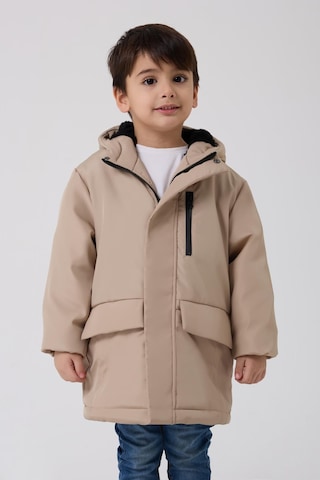 Freemen Erkek Çocuk Kürklü Su Ve Rüzgar Geçirmez Kapüşonlu 3 Kışlık Mont & Kaban & Parka Taş