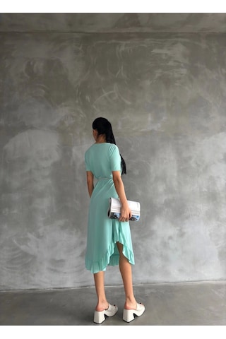 Kuşaklı Elbise Mavi