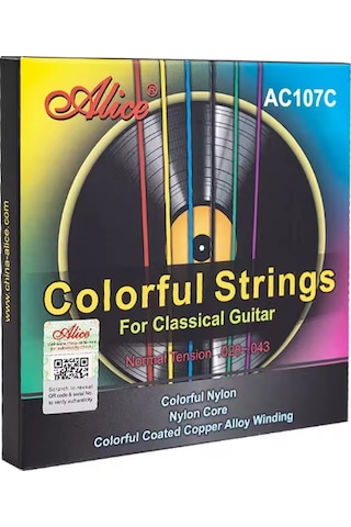 Alice Ac107c-n Renkli Klasik Gitar Teli Eğitim Ve Performans İçin Görsel Kolaylık Sağlayan Renkli Tasarım Çocuklar İçin İlgi Çekici Ve Eğitici