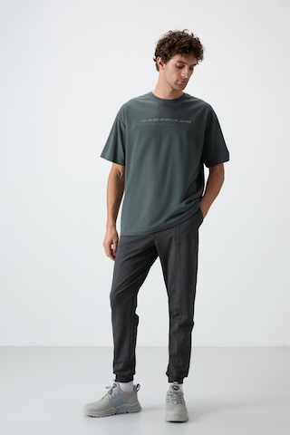 Air Jones Tommy Life Haki Pamuklu Kalın Yüzeyi Dokulu Oversize Fit Baskılı Erkek T-shirt - 88371 Haki