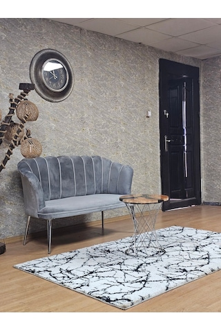 İkili Papatya Çay Seti Koltuk Krom Sivriltme Ayak, Balkon, Salon, 001