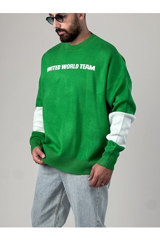 Cocopelli Oversize Yeşil New York Erkek Triko Sweat Coc1044 Yeşil
