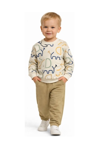Baglan Erkek Çocuk Önü Baskılı Sweatshirt Ve Eşofman Alt Takım Bgl-st05254 Camel