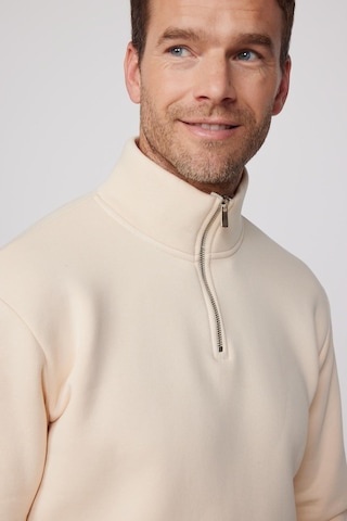 Tudors Pamuklu Dik Yaka Fermuarlı Ekru Unisex Sweatshirt-29414-ekru Ekru