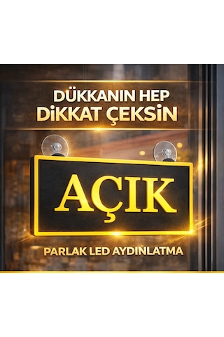 Açık Yazılı Led Işıklı Tabela Sarı - Siyah