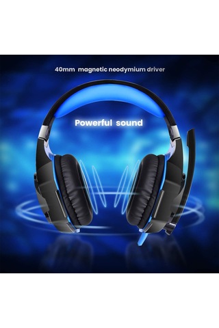 Kosona Kotıon Each G2000 Kablolu Oyun Kulaklığı, 50mm Sürücü, 360 Surround Ses, Gürültü Engelleme Mikrofon, Işıklı Tasarım, Siyah-mavi