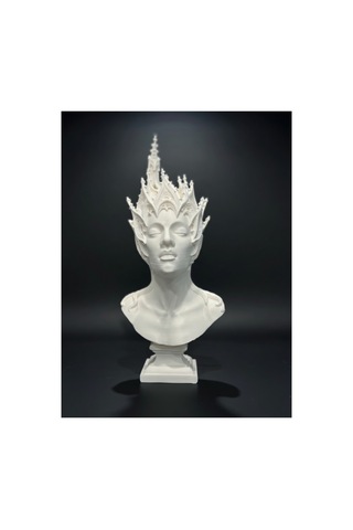 Gotik Kraliçe Büstü - 3d Baskı Fantastik Elf Taçlı Heykel
