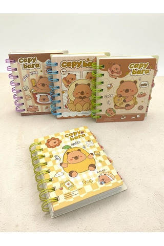 Capy Bara Not Defteri - Mini Telli A7 Not Defteri - Sarı