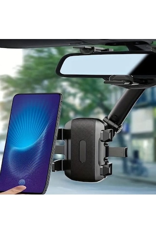 Araba Dikiz Aynası İçin Cep Telefonu Tutucu 360 Derece Dönebilen Ayarlanabilir Çok Fonksiyonlu Kolay Montaj 2 Mixed