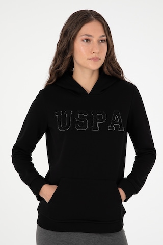 U.S. Polo Assn. Kadın Siyah Basic Kapüşonlu Sweatshirt 50296931-VR046