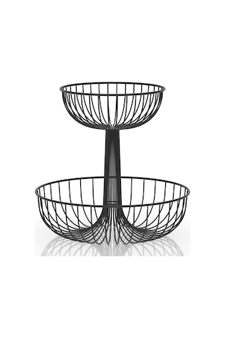 Teknotel Metal Meyve Sepeti Organizer Sepet Mat Siyah Mg530