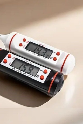 Büro Ev Ofis Mutfağı İçin Dijital Ölçer Derece Gıda Termometresi Gri