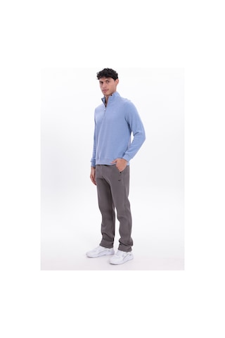 Rowinger Yarım Fermuarlı Dik Yaka Selanik Örme Erkek Sweatshirt Baby Blue