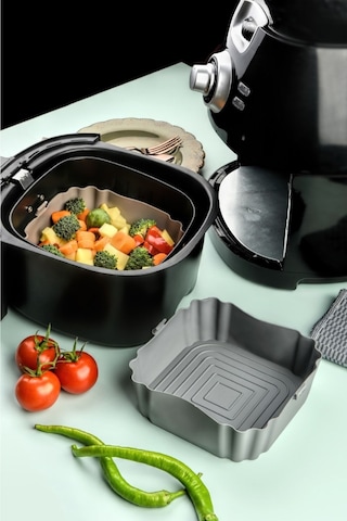 Airfryer Silikon Pişirme Kabı Tüm Airfryer'lere Uyumlu Gri