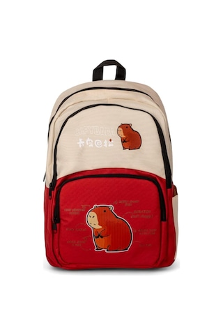 Sincap Baskılı Çocuk Unisex Krem Kırmızı Sırt Çantası Pwcnt015 Krem Kırmızı
