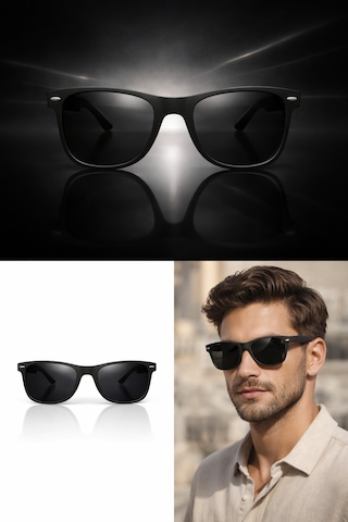 Black Wayfarer Mat Rengi Güneş Gözlüğü Siyah - 865065167 Siyah