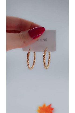 Kadın Burgu Tasarım Çelik Küpe Golg Renk Altın