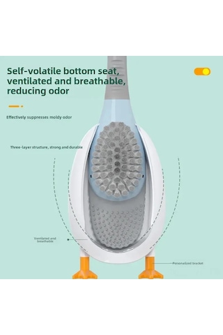 Yifomall Silikon Mavi Ördek Tuvalet Fırçası - Duvar Takılı, Delik Açmayan, Uzun Kollü, Multifonksiyonel Banyo Temizlik Aleti Beyaz Diğer