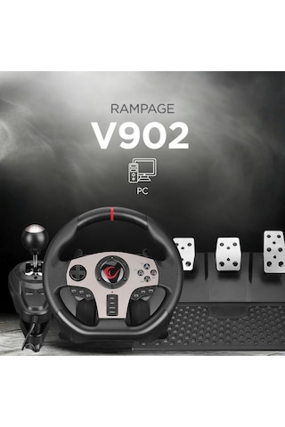Rampage V902 Pc 3 Pedallı Oyuncu Direksiyonseti-sadece Pc Uyumlu