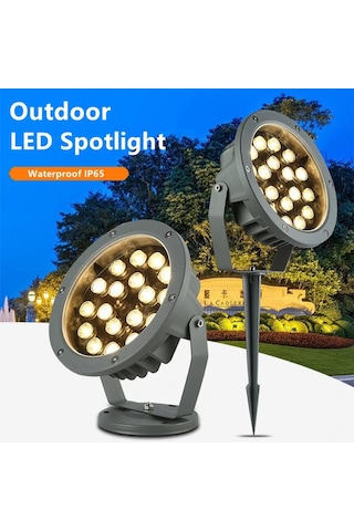 Bahçe Led Armatür Paslanmaz Dekoratif Dış Mekan Aydınlatma Lamba Spot Gösteri Sıcak Beyaz A-1305 18w 220v Ip68 Sıcak Beyaz