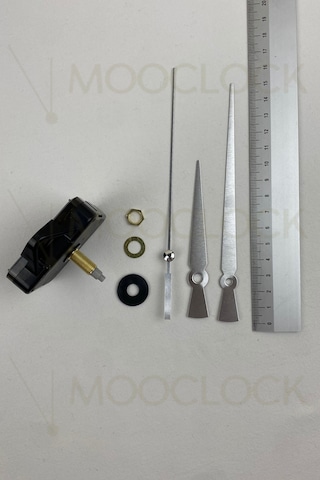 Saat Makinesi, Akar Sessiz Duvar Saati Mekanizması, 22 Mm Şaft, Akrep-yelkovan-saniye- Askılı Gümüş/silver