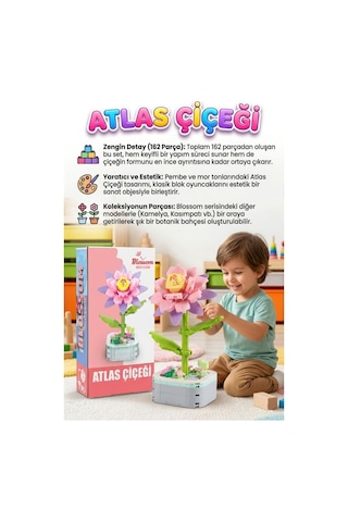 Bloklardan Atlas Çiçeğim 162 Parça 20cm İnşa Edilebilir Dekoratif Çiçek Eğitici Yapı Oyun Seti