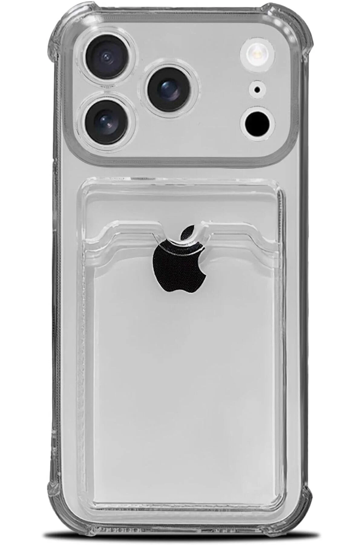 İphone 17 Pro Max Uyumlu Kamera Korumalı Kartlıklı Köşeleri Airbag Tasarımlı Darbe Önleyici Siyah