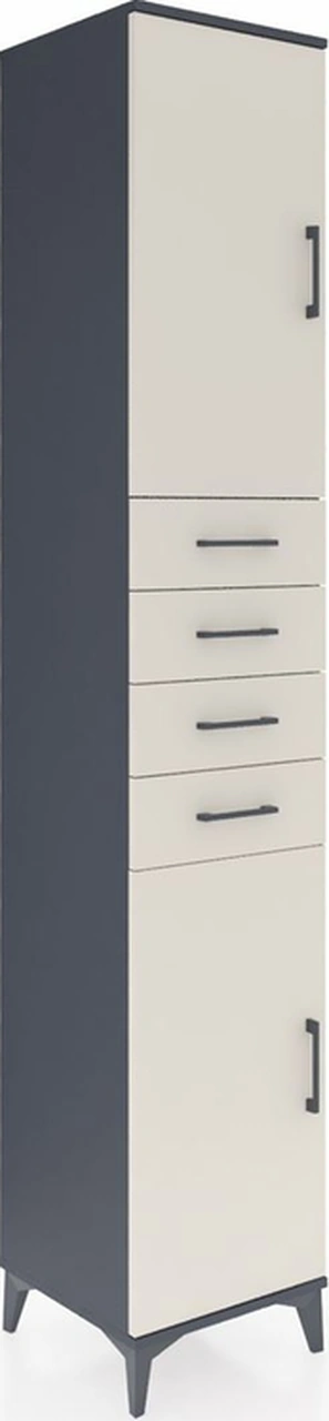 Hyperion Dolap 4 Raflı 4 Çekmeceli 2 Kapaklı 44x44x243 Antras... Antrasit