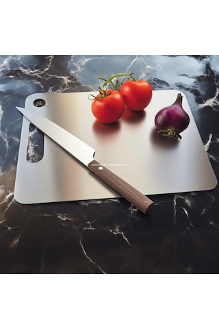 Paslanmaz Çelik Premium Kesme Panosu - 304 Numara Çelik Hijyenik Ve Dayanıklı Gri