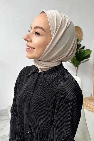 Kahijab Çıtçıtlı Bone - Bej - Standart Bej