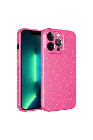 Apple Uyumlu iPhone 12 Pro Max Kılıf Kamera Korumalı Simli Lüks Zore Koton Kapak Pembe Koyu