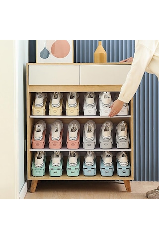 Ayarlanabilir Depolama Çift Kalınlaştırılmış Ayakkabı Rafı Katmanlı Ayakkabı Tepsisi Ev Yerden Tasarruf Sağlayan Ayakkabı Düzenleyici Ayakkabı Dolabı Rafları Beyaz