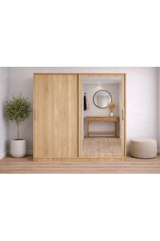 Vigor Tamamı Mdf Sürgülü Portmanto Vestiyer Ayakkabılık Meşe 120 Cm